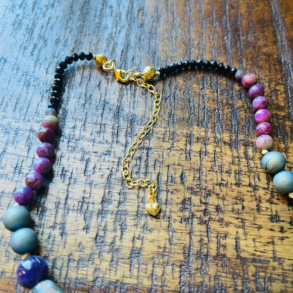 Gems & Geode Crystal Necklace N173-24KGP-#1 - Picture 3 of 3